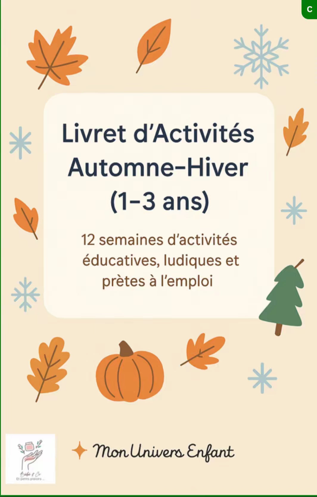 Livret d’activité 12 semaines d'activités Clef en Main Automne - Hiver